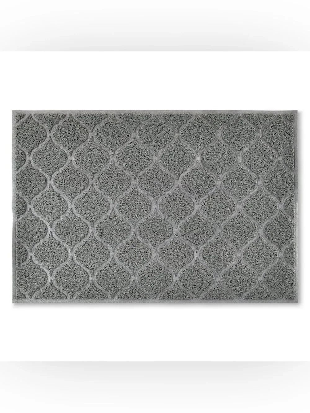 Extra Large Non-Slip Cat Litter Mat Gray Webbed Pattern for Effortless Cleaning